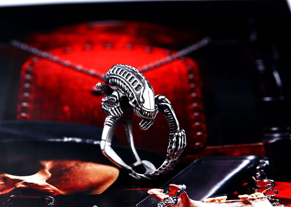 Alien Ring Mens Movie Ring - Stainless Steel Silver - Unisex - That Rock Aesthetic