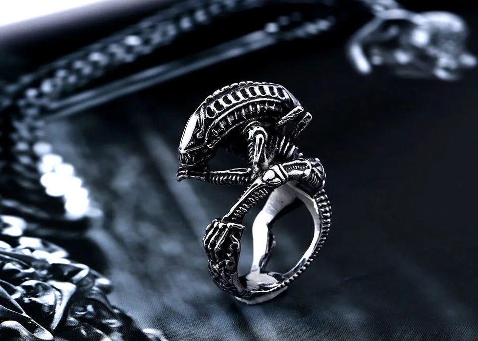 Alien Ring Mens Movie Ring - Stainless Steel Silver - Unisex - That Rock Aesthetic