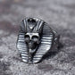 Snake Skull Ancient Egyptian Pharoah Ring Mens - Stainless Steel Silver - Unisex - That Rock Aesthetic
