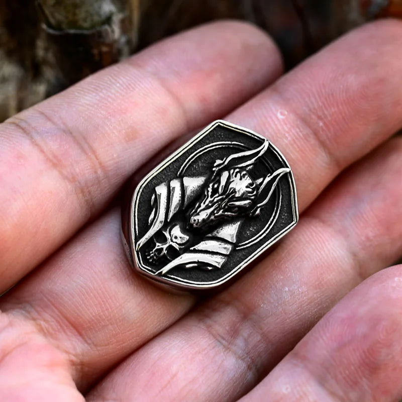 Anubis Ring Ancient Egyptian Mens Skull - Stainless Steel Silver - Unisex - That Rock Aesthetic