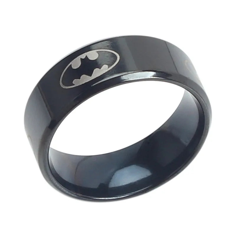 Batman Ring Logo #2 DC Comics Superhero Mens Ring - Stainless Steel Silver, Gold & Black - Unisex - That Rock Aesthetic