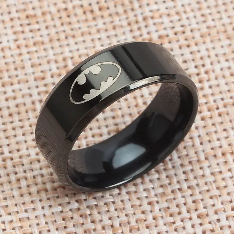 Batman Ring Logo #2 DC Comics Superhero Mens Ring - Stainless Steel Silver, Gold & Black - Unisex - That Rock Aesthetic
