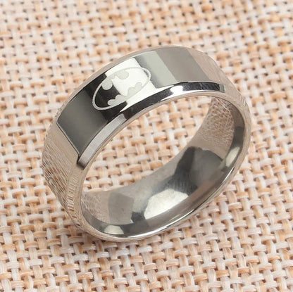 Batman Ring Logo #2 DC Comics Superhero Mens Ring - Stainless Steel Silver, Gold & Black - Unisex - That Rock Aesthetic