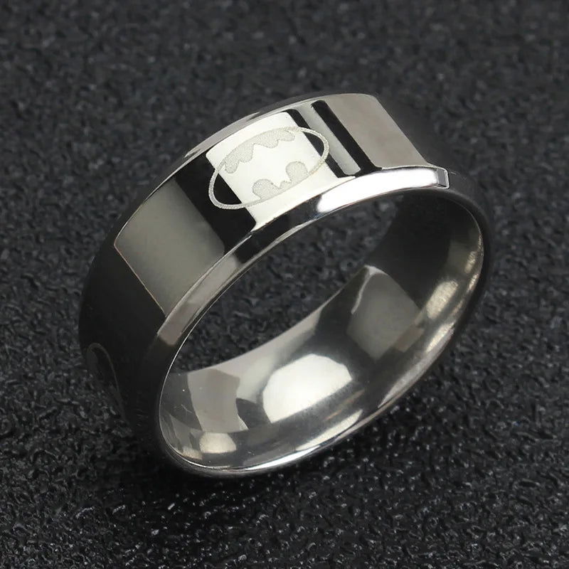 Batman Ring Logo #2 DC Comics Superhero Mens Ring - Stainless Steel Silver, Gold & Black - Unisex - That Rock Aesthetic