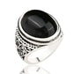 Black Onyx Ring Round Mens Gemstone - Silver - Unisex - That Rock Aesthetic