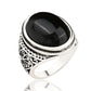Black Onyx Ring Round Mens Gemstone - Silver - Unisex - That Rock Aesthetic