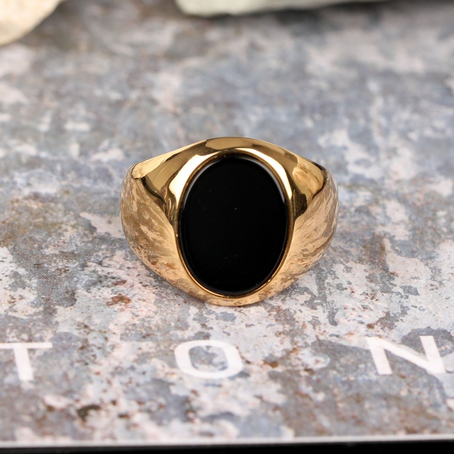Oval Mens Black Onyx Ring - Gold or Silver - Unisex - That Rock Aesthetic