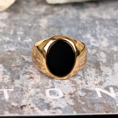 Oval Mens Black Onyx Ring - Gold or Silver - Unisex - That Rock Aesthetic