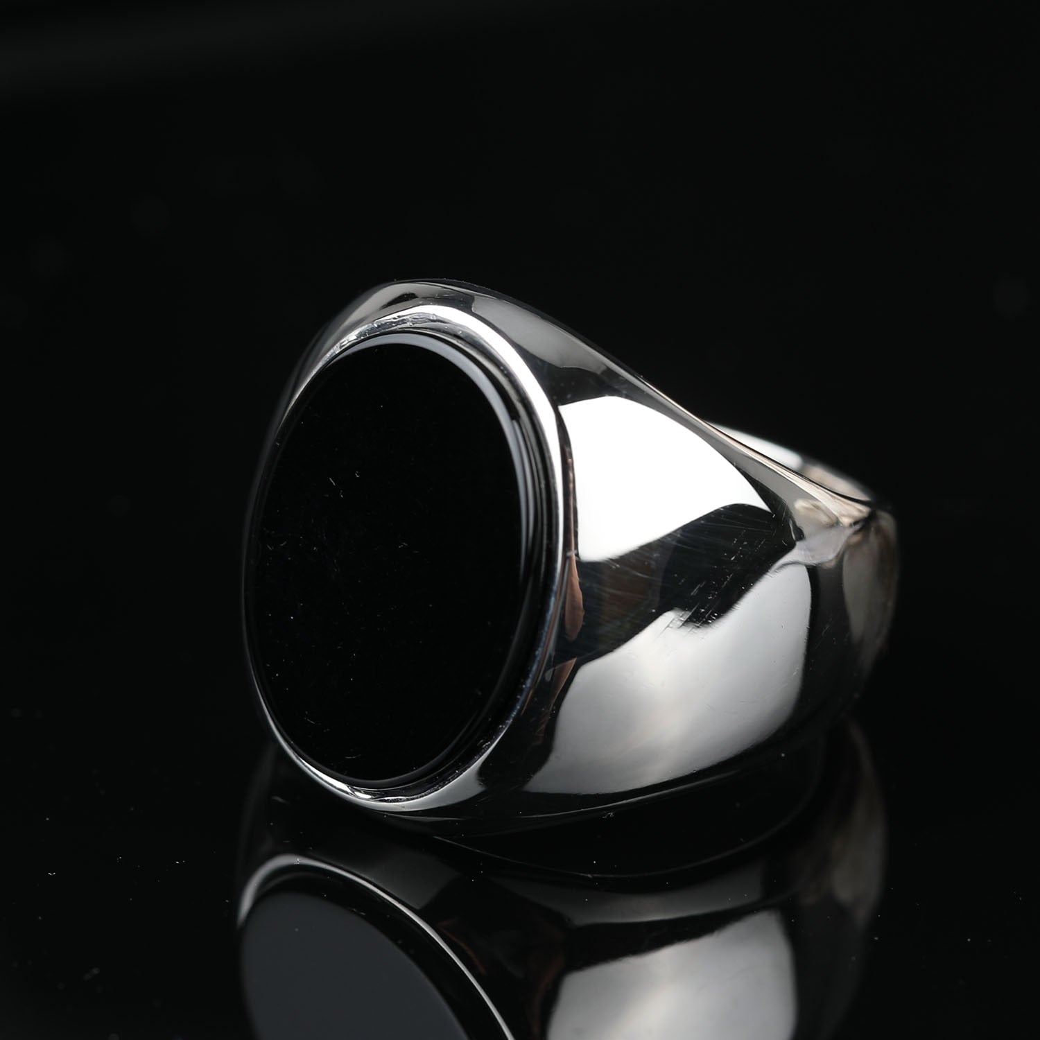 Oval Mens Black Onyx Ring - Gold or Silver - Unisex - That Rock Aesthetic