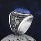 Blue Lapis Lazuli Archangel Mens Gemstone Ring - Stainless Steel Silver - Unisex - That Rock Aesthetic