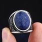 Blue Lapis Lazuli Archangel Mens Gemstone Ring - Stainless Steel Silver - Unisex - That Rock Aesthetic