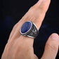 Blue Lapis Lazuli Archangel Mens Gemstone Ring - Stainless Steel Silver - Unisex - That Rock Aesthetic