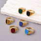 Blue Lapis Lazuli Round Mens Gemstone Ring - Stainless Steel Gold - Unisex - That Rock Aesthetic