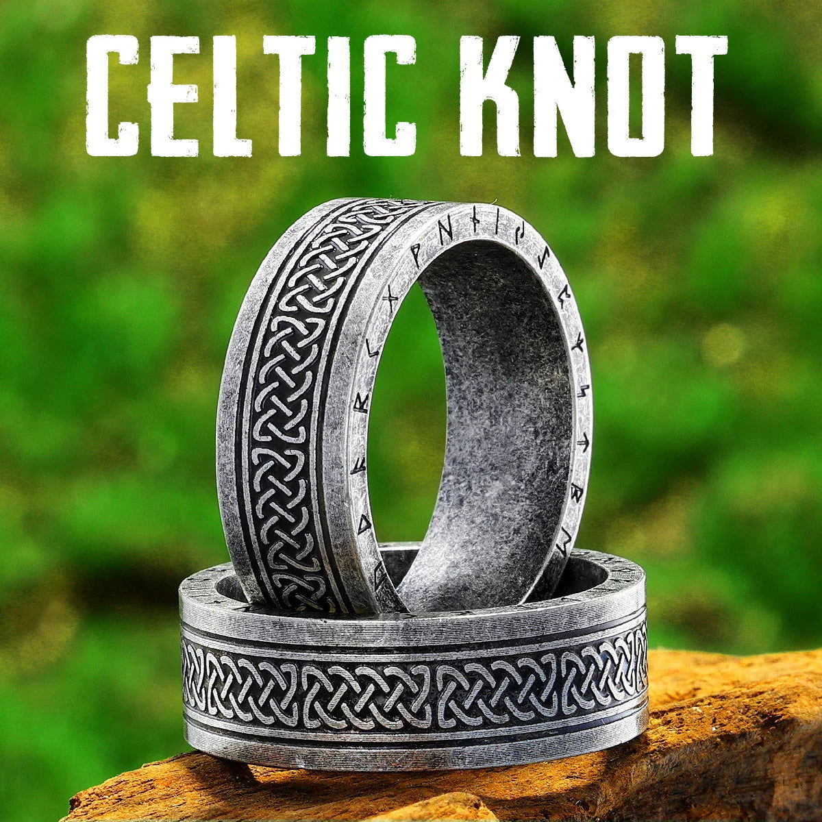 Celtic Knot Ring Collection - Stainless Steel Silver & Black Spinner - Unisex - That Rock Aesthetic