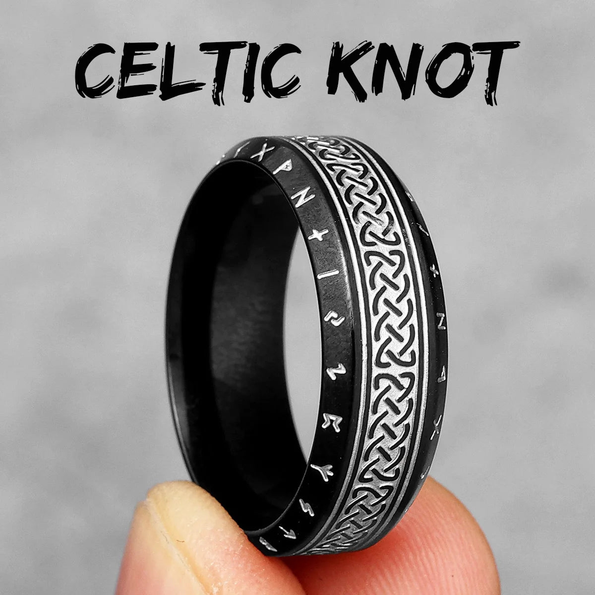 Celtic Knot Ring Collection - Stainless Steel Silver & Black Spinner - Unisex - That Rock Aesthetic