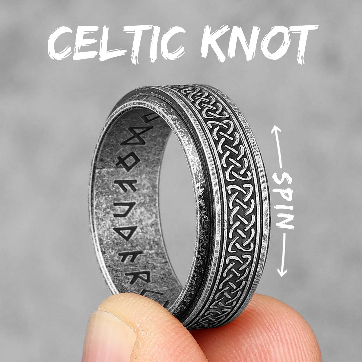 Celtic Knot Ring Collection - Stainless Steel Silver & Black Spinner - Unisex - That Rock Aesthetic