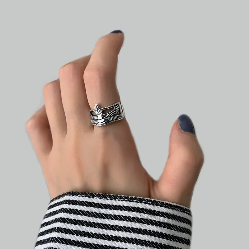 Cleopatra Ancient Egyptian Goddess Ring - 925 Sterling Silver - Unisex - Adjustable - That Rock Aesthetic