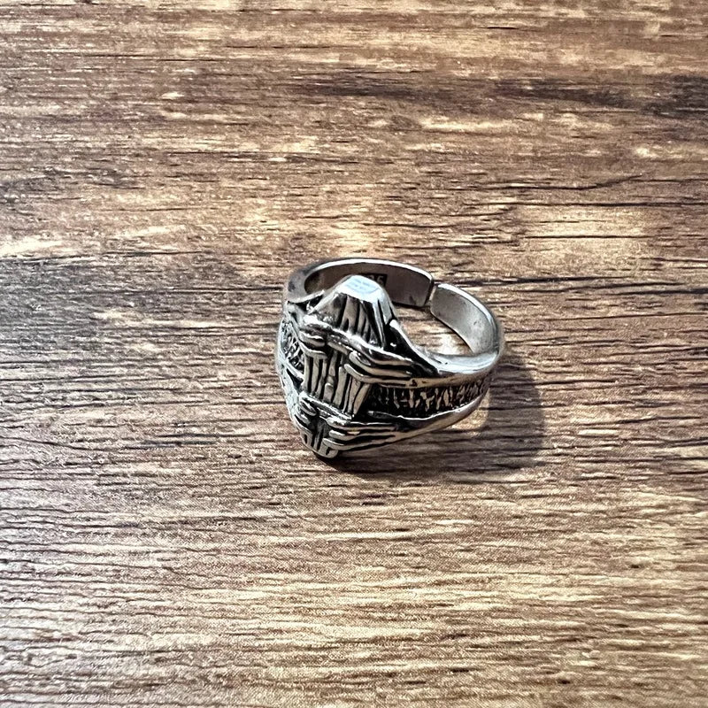 Coffin Zombie Horror Mens Halloween Ring - Silver & Gold - Unisex - Adjustable - That Rock Aesthetic