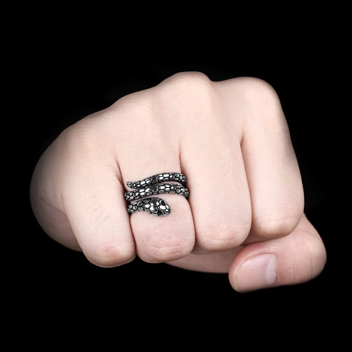 Coiled Mens Snake Ring - Stainless Steel Silver - Unisex - That Rock Aesthetic