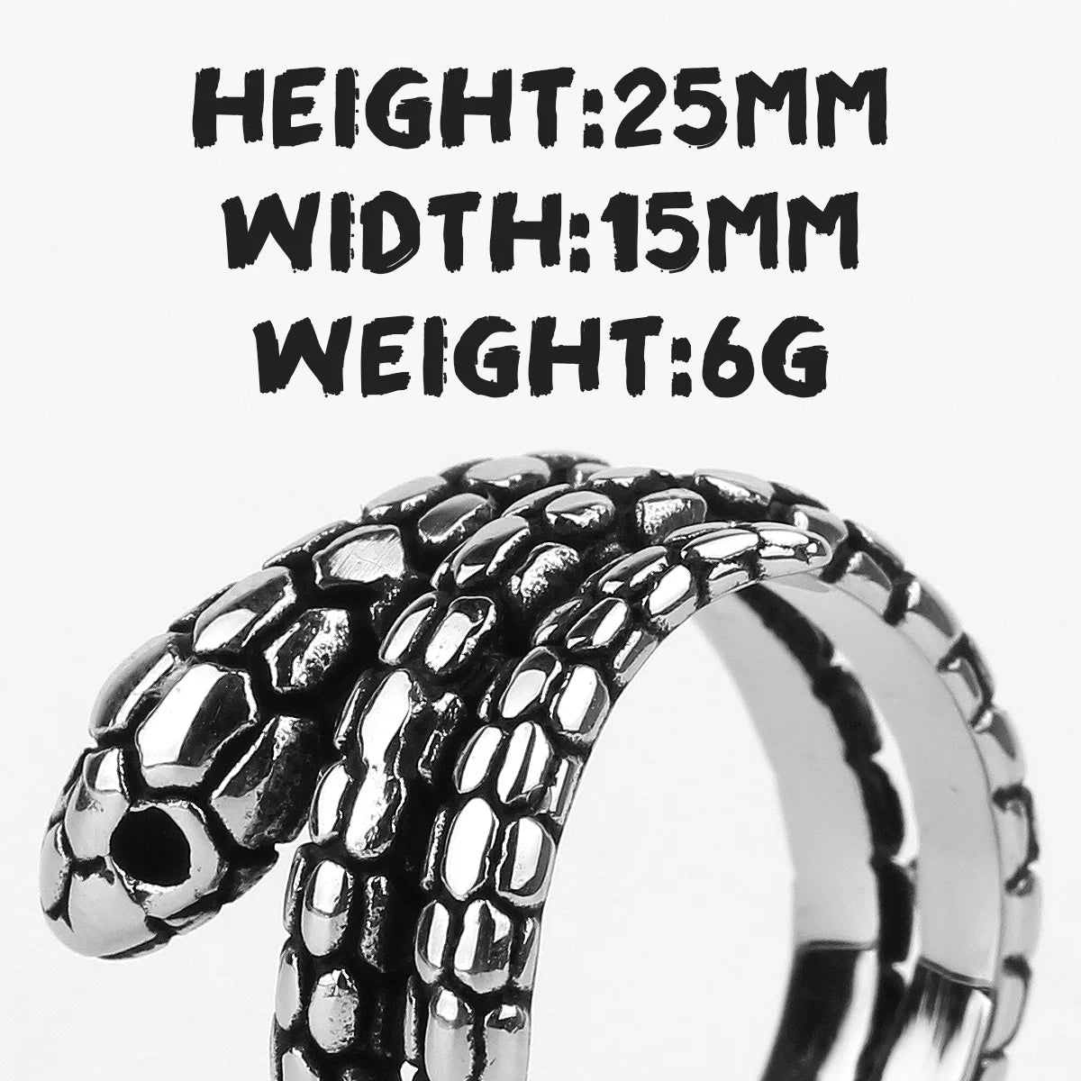 Coiled Mens Snake Ring - Stainless Steel Silver - Unisex - That Rock Aesthetic