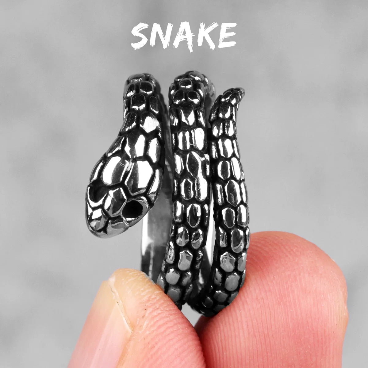 Coiled Mens Snake Ring - Stainless Steel Silver - Unisex - That Rock Aesthetic
