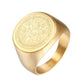 Compass Mens Gold Signet Ring - Stainless Steel Silver, Gold & Black - Unisex - That Rock Aesthetic
