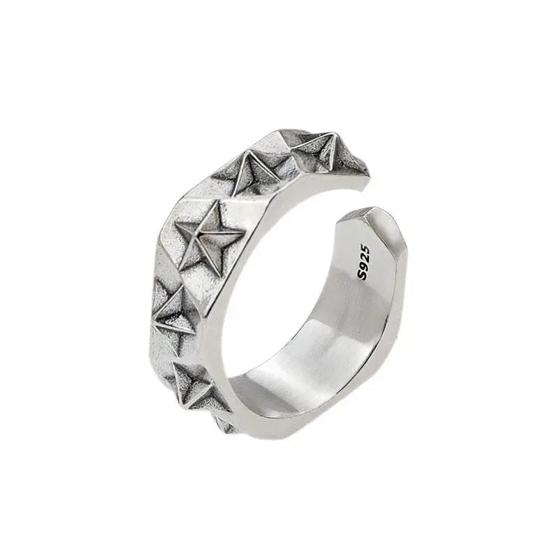 Cosmic Boho Star Ring - 925 Sterling Silver - Unisex - Adjustable - That Rock Aesthetic