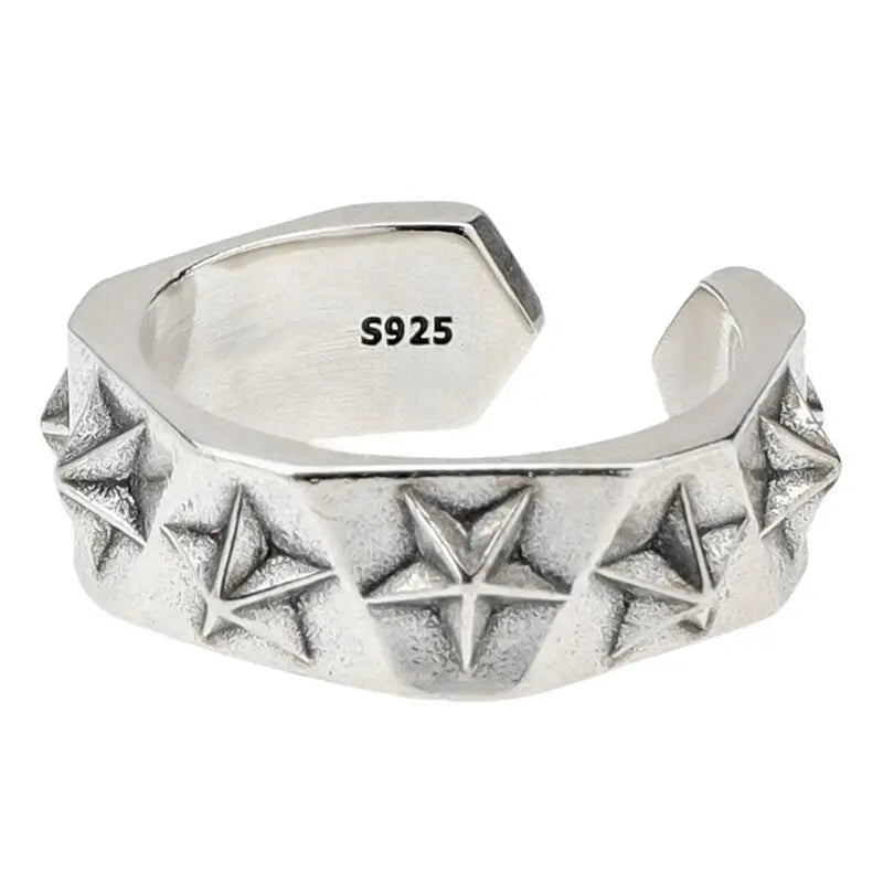 Cosmic Boho Star Ring - 925 Sterling Silver - Unisex - Adjustable - That Rock Aesthetic