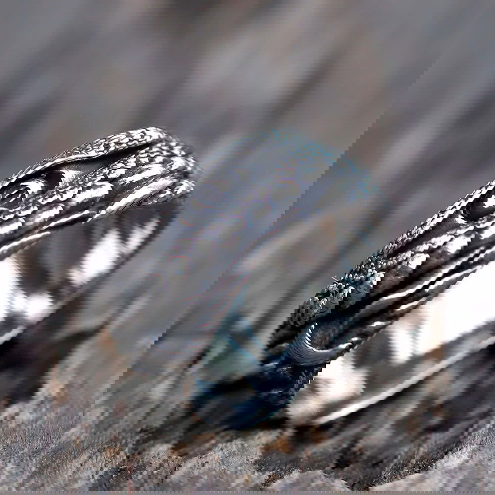 Crocodile Eye Ring Mens - Stainless Steel Silver - Unisex - That Rock Aesthetic