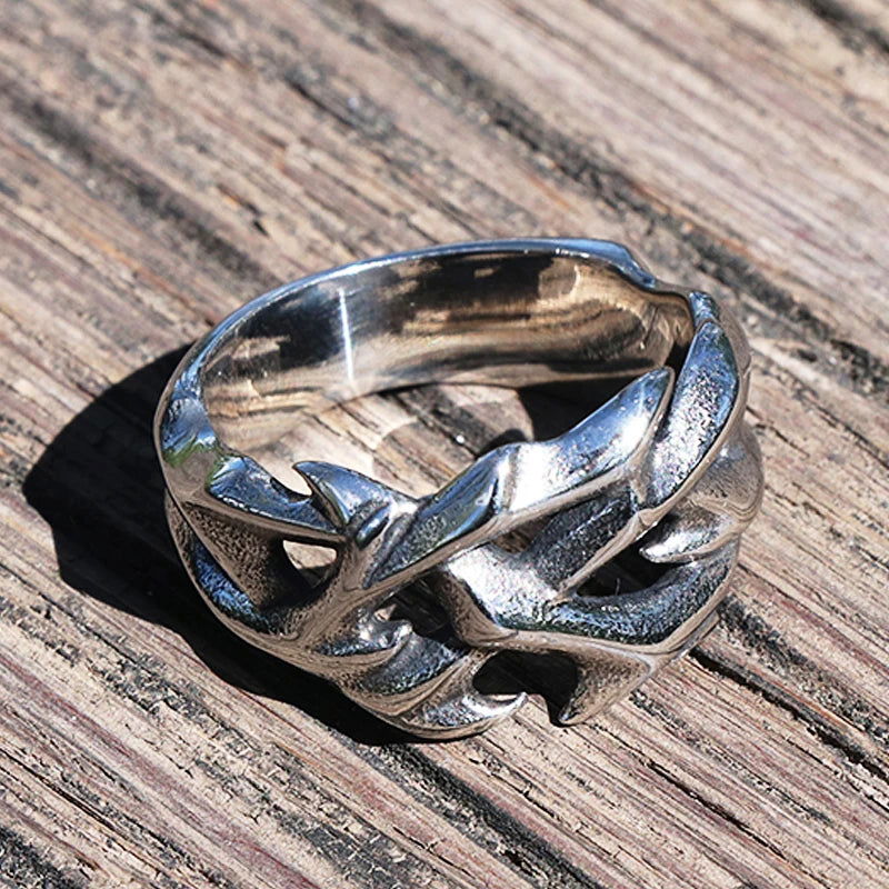 Crown of Thorns Ring Mens - Stainless Steel Silver - Unisex - That Rock Aesthetic
