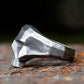Cyberpunk Geometric Skull Ring Mens - Stainless Steel Silver - Unisex - That Rock Aesthetic