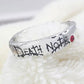 Death Note Anime Ring Mens - Silver - Unisex - Adjustable - That Rock Aesthetic