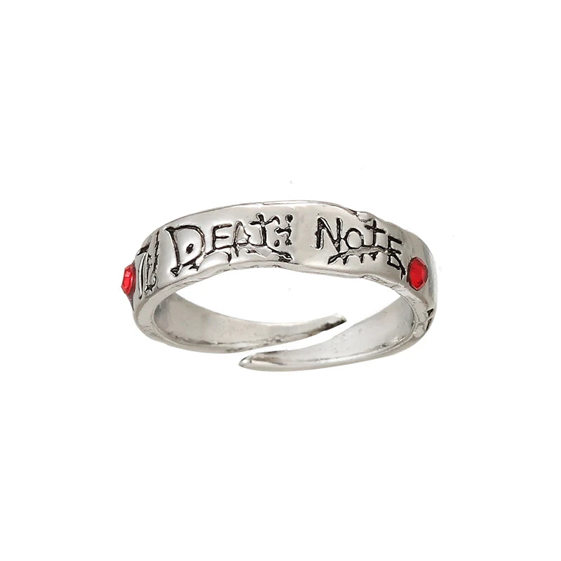 Death Note Anime Ring Mens - Silver - Unisex - Adjustable - That Rock Aesthetic