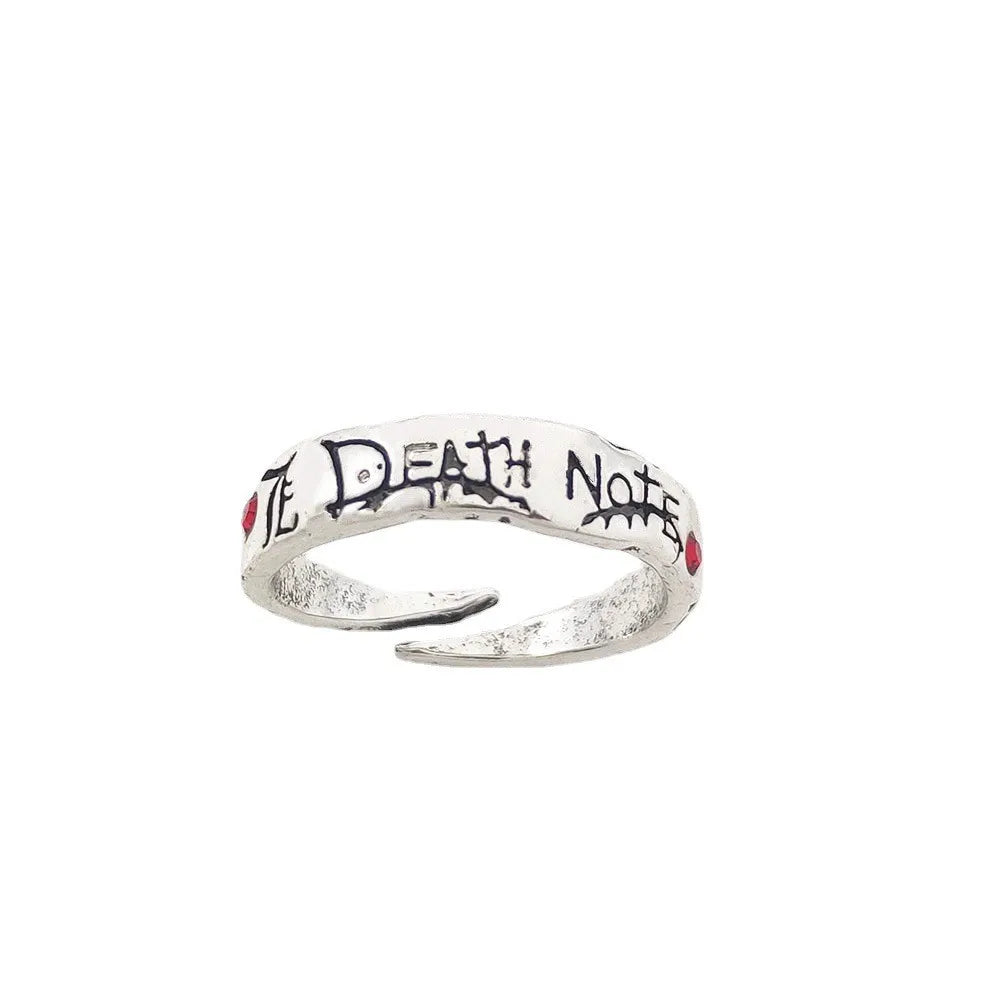 Death Note Anime Ring Mens - Silver - Unisex - Adjustable - That Rock Aesthetic