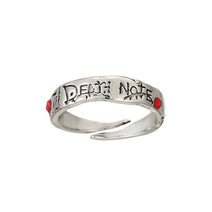 Death Note Anime Ring Mens - Silver - Unisex - Adjustable - That Rock Aesthetic