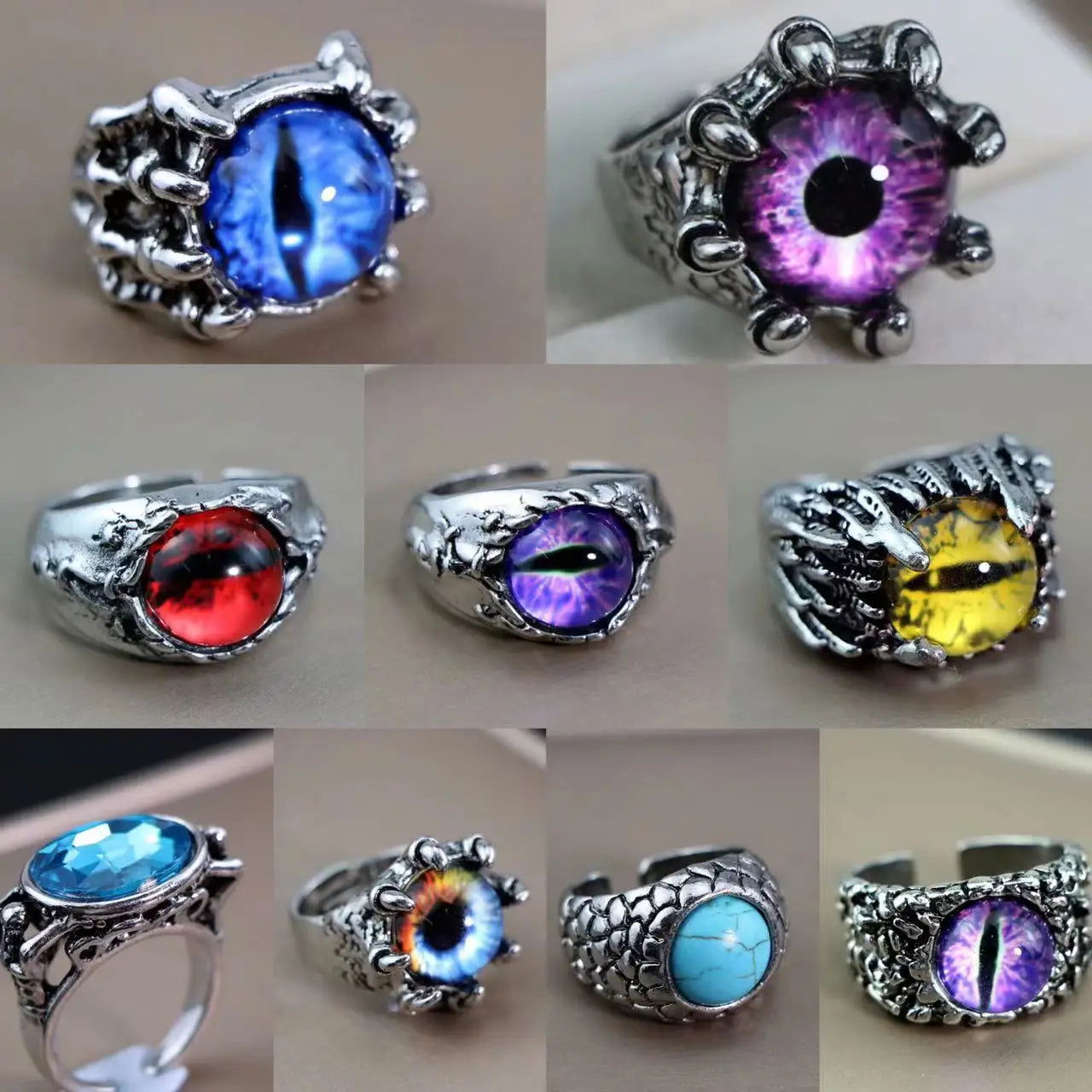 Eyeball / Eye of Sauron Lord of the Rings Gothic Ring Collection - Silver - Unisex - That Rock Aesthetic