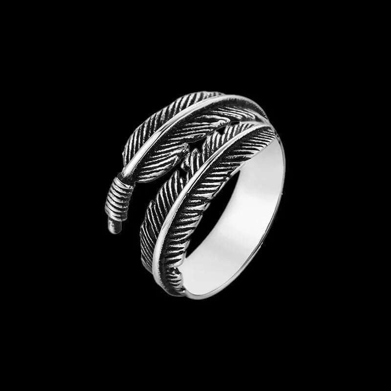 Feather Wraparound Ring - Stainless Steel Silver & Gold - Unisex - Adjustable - That Rock Aesthetic