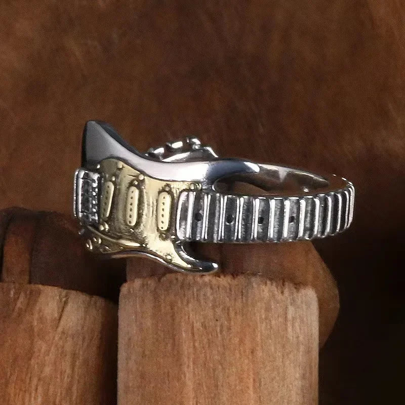 Fender Stratocaster Electric Guitar Ring - Silver & Gold - Unisex - Adjustable - That Rock Aesthetic