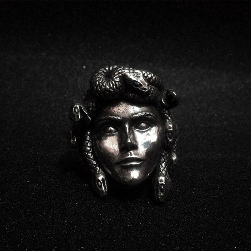 Fierce Snake Hair Mens Medusa Ring - Stainless Steel Silver - Unisex - That Rock Aesthetic