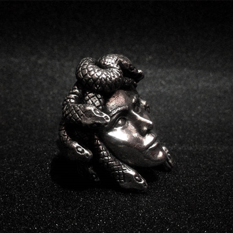 Fierce Snake Hair Mens Medusa Ring - Stainless Steel Silver - Unisex - That Rock Aesthetic