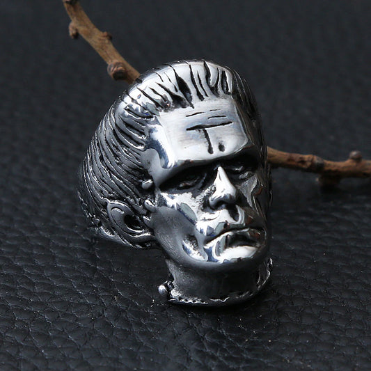 Frankenstein Mens Horror Halloween Ring - Stainless Steel Silver - Unisex