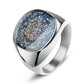 Galaxy Blue Sandstone Ring Mens Gemstone - Stainless Steel Silver & Gold - Unisex - That Rock Aesthetic
