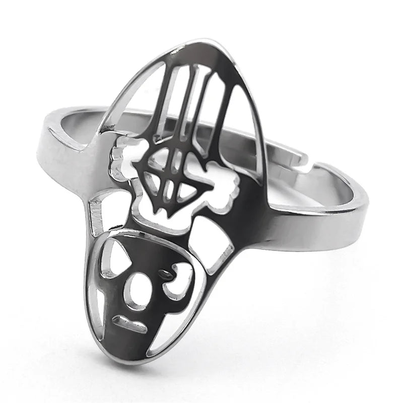 Ghost B.C. Logo Metal Rock Band Mens Music Ring - Stainless Steel Silver - Unisex - Adjustable - That Rock Aesthetic