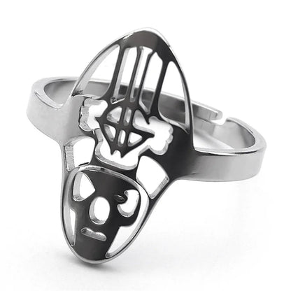 Ghost B.C. Logo Metal Rock Band Mens Music Ring - Stainless Steel Silver - Unisex - Adjustable - That Rock Aesthetic