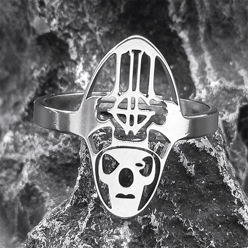 Ghost B.C. Logo Metal Rock Band Mens Music Ring - Stainless Steel Silver - Unisex - Adjustable - That Rock Aesthetic
