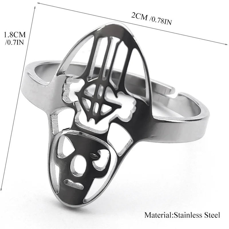 Ghost B.C. Logo Metal Rock Band Mens Music Ring - Stainless Steel Silver - Unisex - Adjustable - That Rock Aesthetic