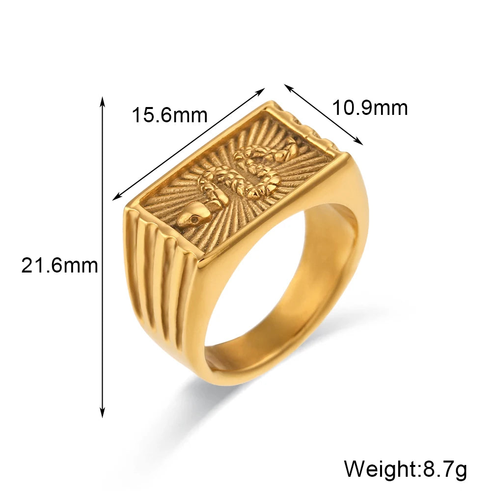 Gold Snake Signet Ring - Stainless Steel - Unisex - That Rock Aesthetic