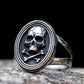 Gothic Mens Skull & Crossbones Signet Ring - Stainless Steel Silver - Unisex - That Rock Aesthetic
