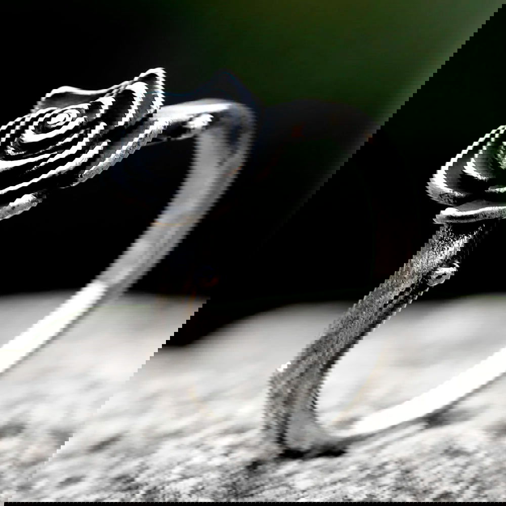 Gothic Rose Ring Flower Boho - Titanium Steel Silver - Unisex - That Rock Aesthetic