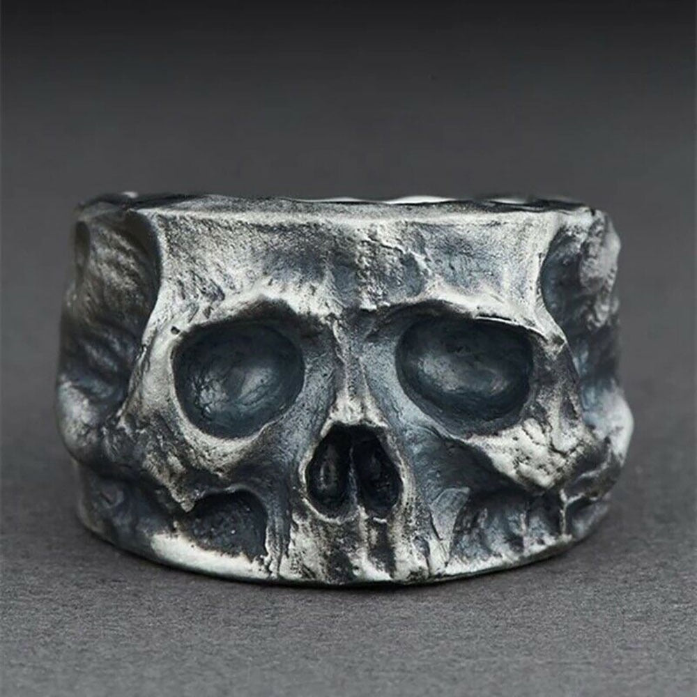 Half Skull Mens Gothic Ring - Silver - Unisex - That Rock Aesthetic
